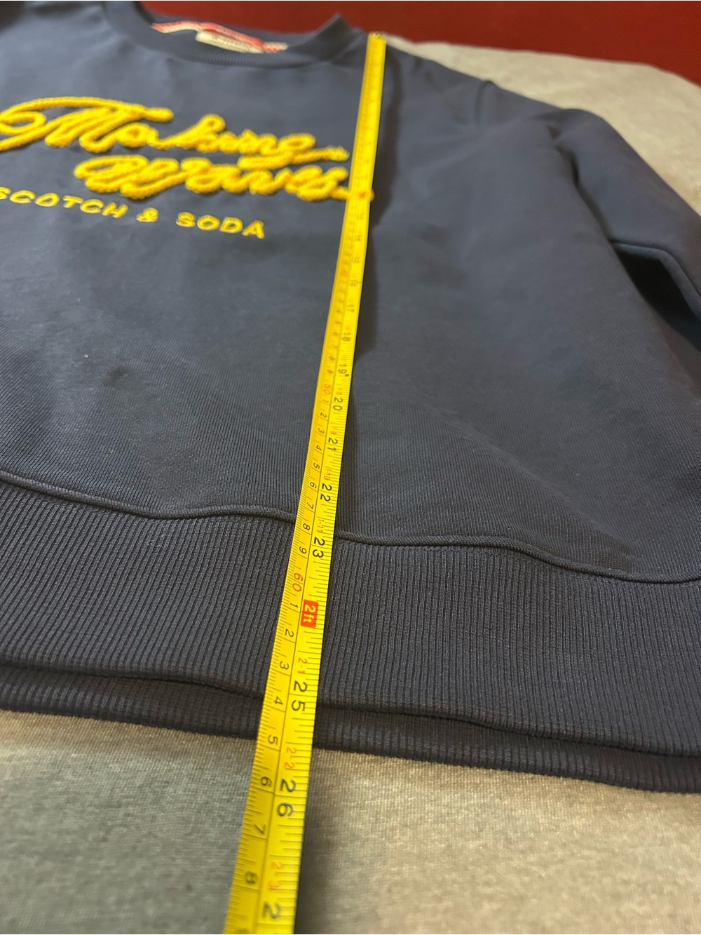 Scotch & Soda Navy Sweatshirt with Yellow Embroidered Script - Picture 8 of 8